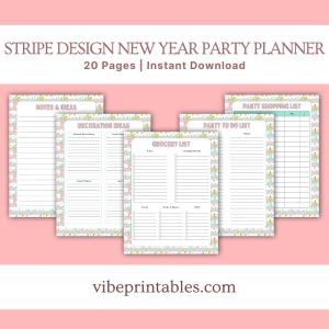 Stripe Design New Year Party Planner Or Binder