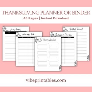 Black & White Thanksgiving Planner Or Binder