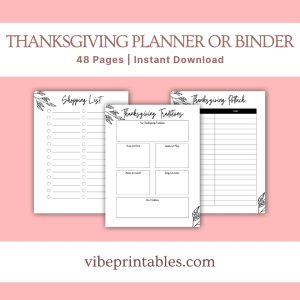 Black & White Thanksgiving Planner Or Binder