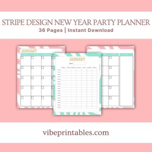 Stripe Design New Year Party Planner Or Binder