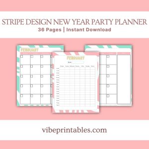 Stripe Design New Year Party Planner Or Binder