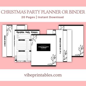 Black & White Christmas Party Planner Or Binder