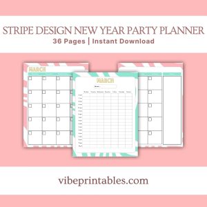 Stripe Design New Year Party Planner Or Binder