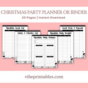 Black & White Christmas Party Planner Or Binder