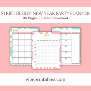 Stripe Design New Year Party Planner Or Binder