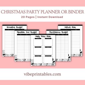 Black & White Christmas Party Planner Or Binder