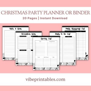 Black & White Christmas Party Planner Or Binder