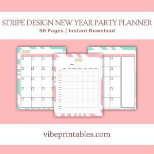 Stripe Design New Year Party Planner Or Binder