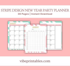 Stripe Design New Year Party Planner Or Binder