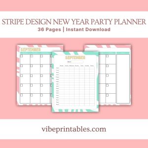 Stripe Design New Year Party Planner Or Binder