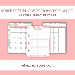 Stripe Design New Year Party Planner Or Binder