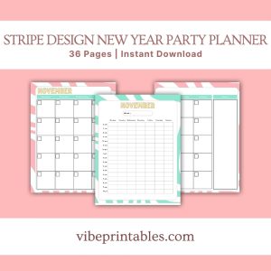 Stripe Design New Year Party Planner Or Binder