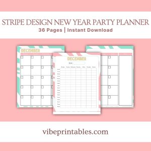 Stripe Design New Year Party Planner Or Binder