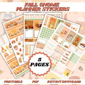 Fall Gnome Planner Stickers Mockup Image