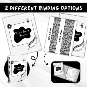 Black & White Vision Board Planner and Workbook Bundle