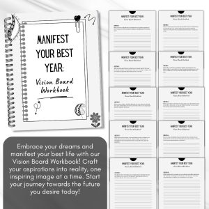 Black & White Vision Board Planner and Workbook Bundle