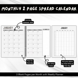 Black & White Vision Board Planner and Workbook Bundle