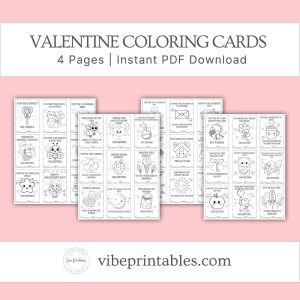 Valentine Coloring Cards For Kids