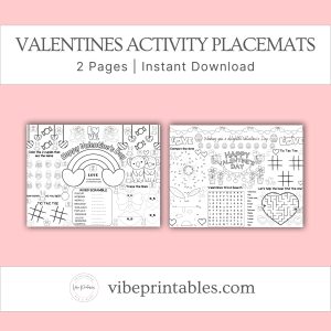 Valentines Activity Placemats For Kids