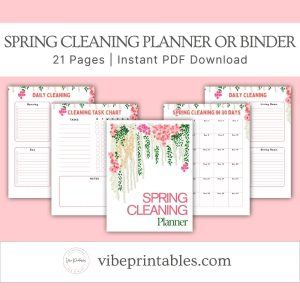 Pink Floral Spring Cleaning Planner