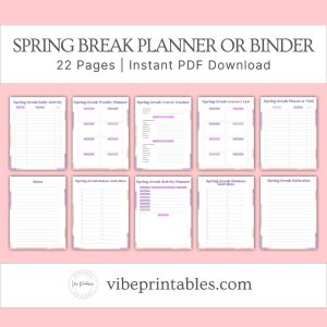 Purple Splash Spring Break Planner