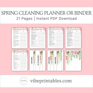 Pink Floral Spring Cleaning Planner