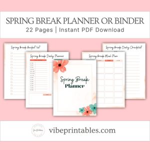 Peach & Green Floral Spring Break Planner