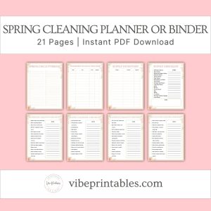 Peach Floral Spring Cleaning Planner