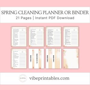 Peach Floral Spring Cleaning Planner