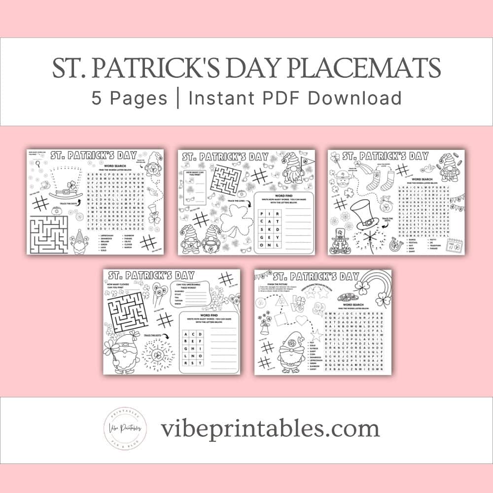 St. Patrick's Day Activity Placemats