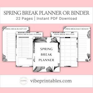 Black & White Spring Break Planner