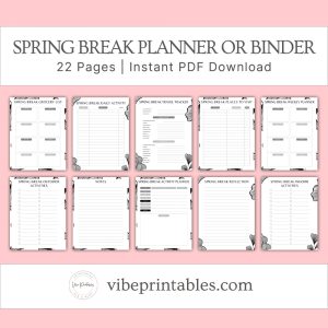 Black & White Spring Break Planner