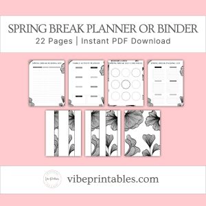 Black & White Spring Break Planner