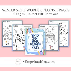 Winter Sight Words Coloring Pages For Kids