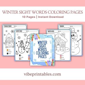 Winter Sight Words Coloring Pages For Kids