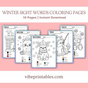 Winter Sight Words Coloring Pages For Kids