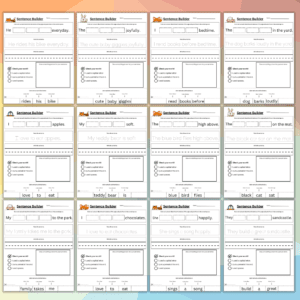 Sentence Builder Worksheet Set For Kids