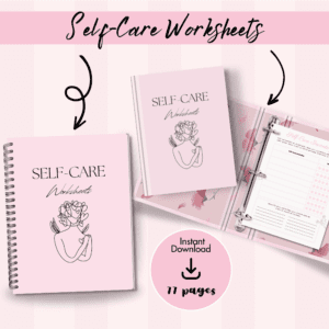 Pink Self-Care Worksheet Set Mockup Image