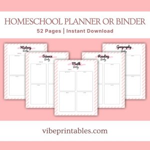 Pink Homeschool Planner Or Binder