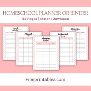 Pink Homeschool Planner Or Binder