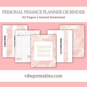 Pink Marble Personal Finance Planner Or Binder