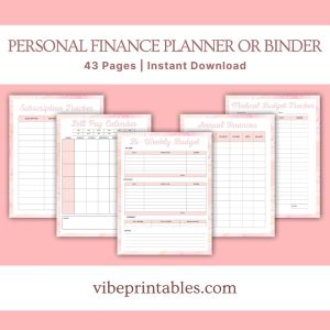 Pink Marble Personal Finance Planner Or Binder