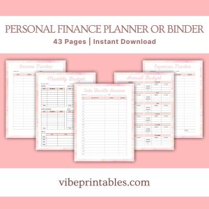 Pink Marble Personal Finance Planner Or Binder