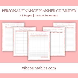 Pink Marble Personal Finance Planner Or Binder