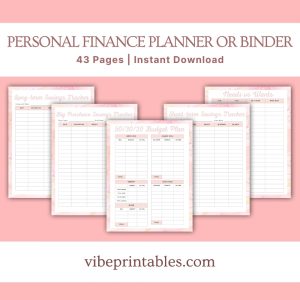 Pink Marble Personal Finance Planner Or Binder