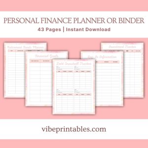 Pink Marble Personal Finance Planner Or Binder