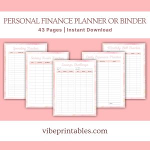 Pink Marble Personal Finance Planner Or Binder