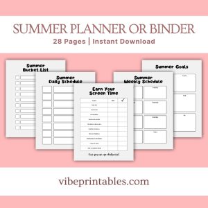 Black & White Summer Planner Or Binder