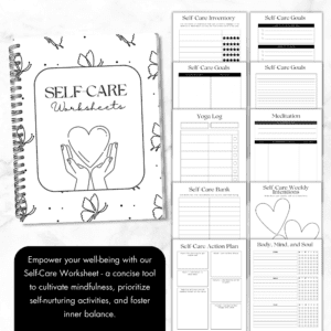 Black & White Self-Care Worksheet Set