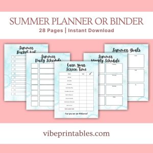 Blue Summer Planner Or Binder